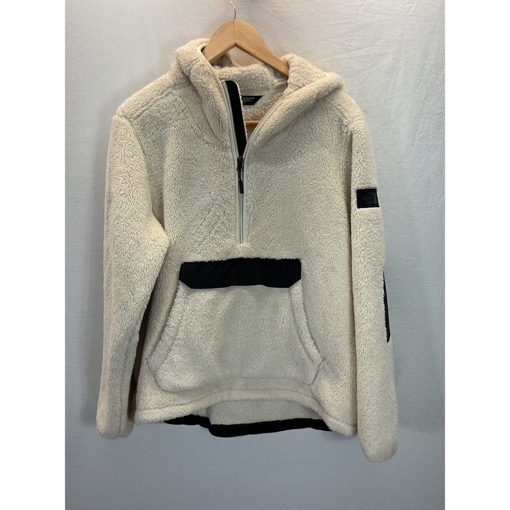 The North Face Campshire Hoodie Womens L Cream Pullover Jacket Elbow Patch